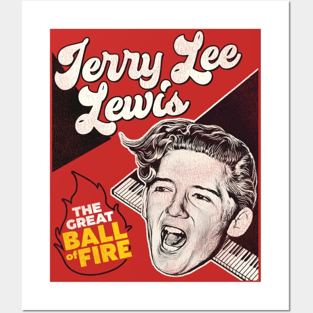 Jerry Lee Lewis - The Great Ball of Fire Wall Art by darklordpug
